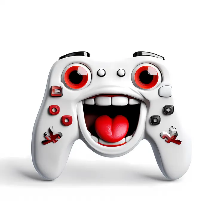 White Game Controller with a Funny Face