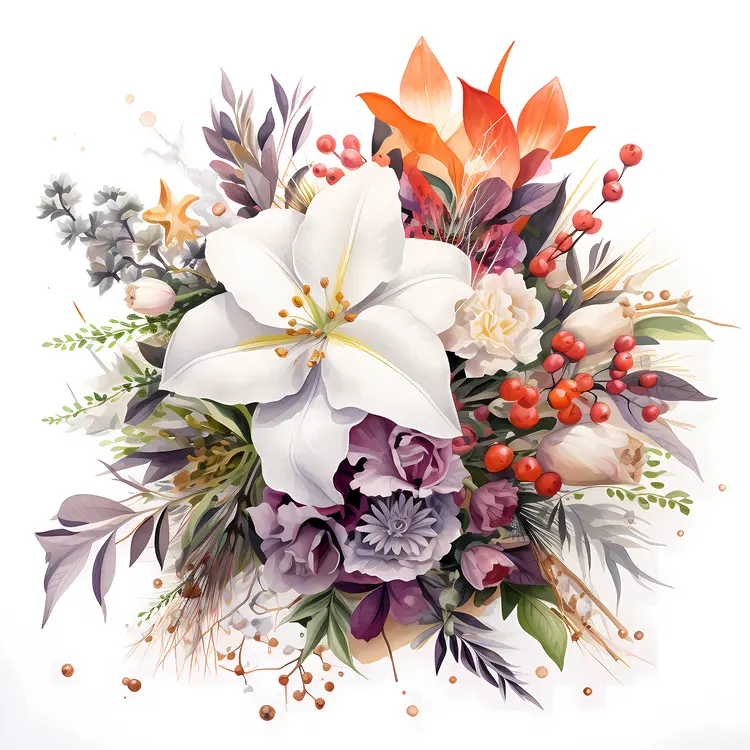 Charming White and Orange Flower Bouquet