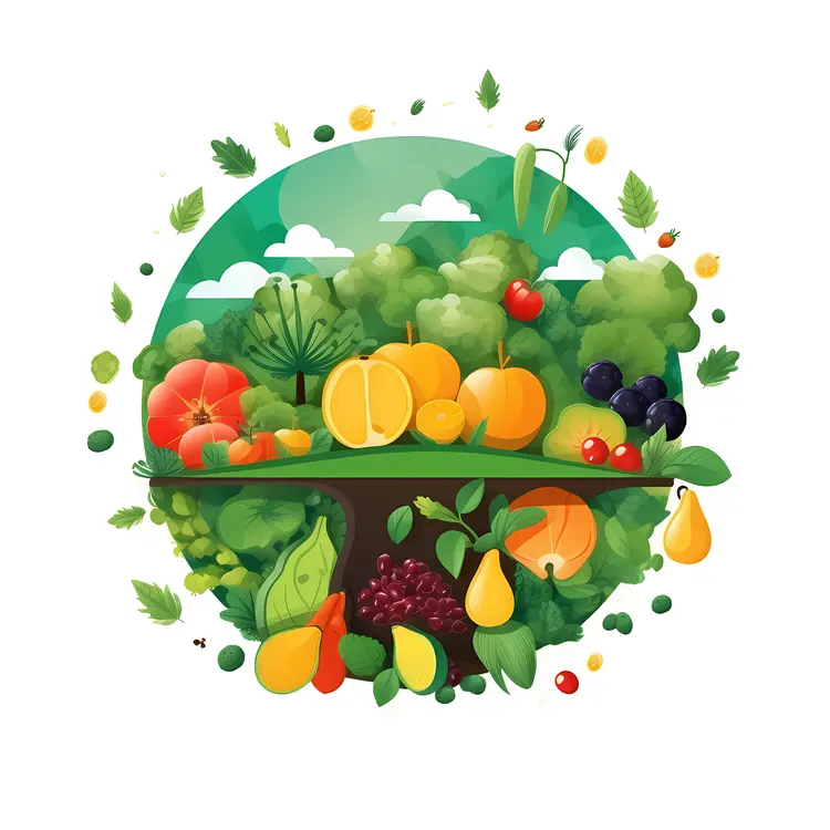 Colorful Fruits and Vegetables in Nature