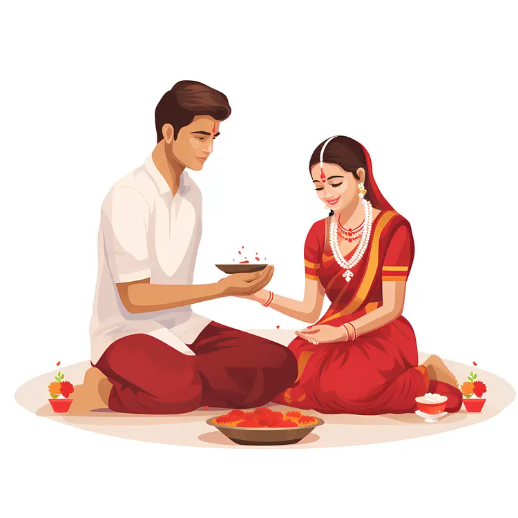 Traditional Indian Couple Celebrating Diwali