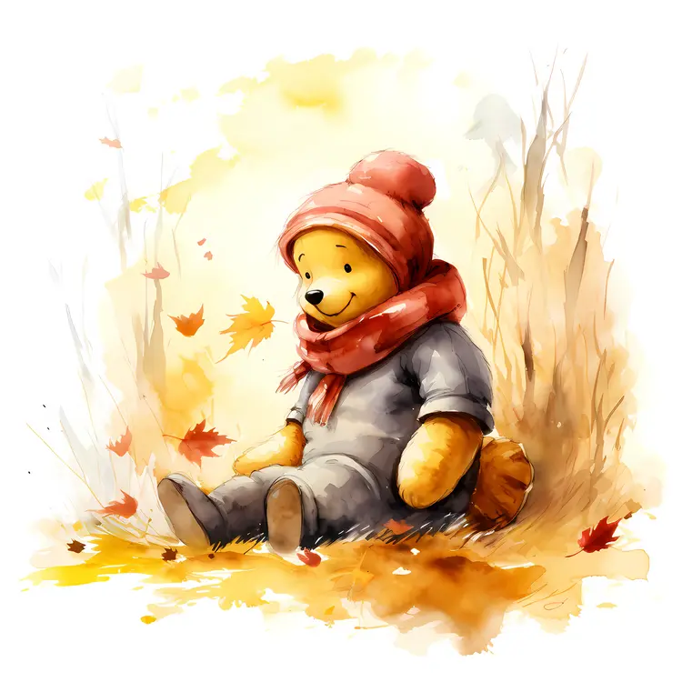 Yellow Bear in Autumn Attire