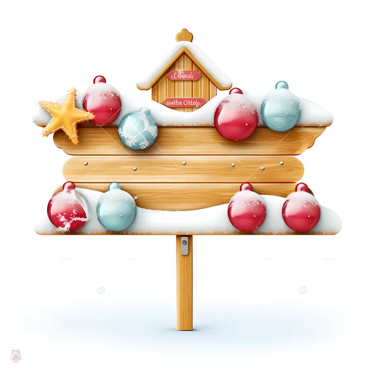 Christmas Wooden Sign with Decorations