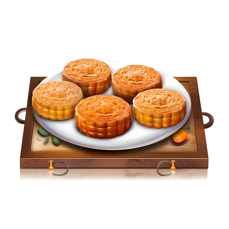Delicious Mooncakes on a Plate for Mid-Autumn Festival