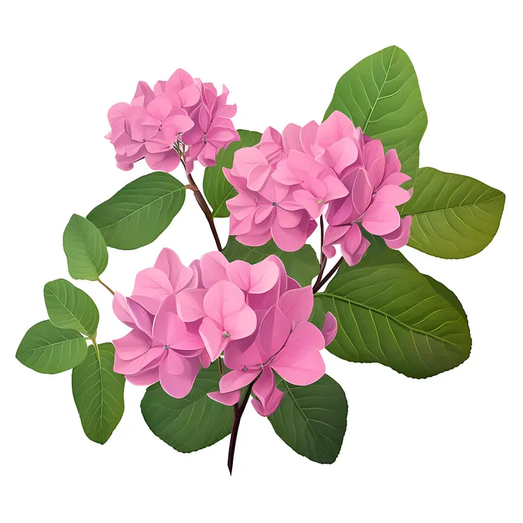 Beautiful Pink Flowers with Green Leaves