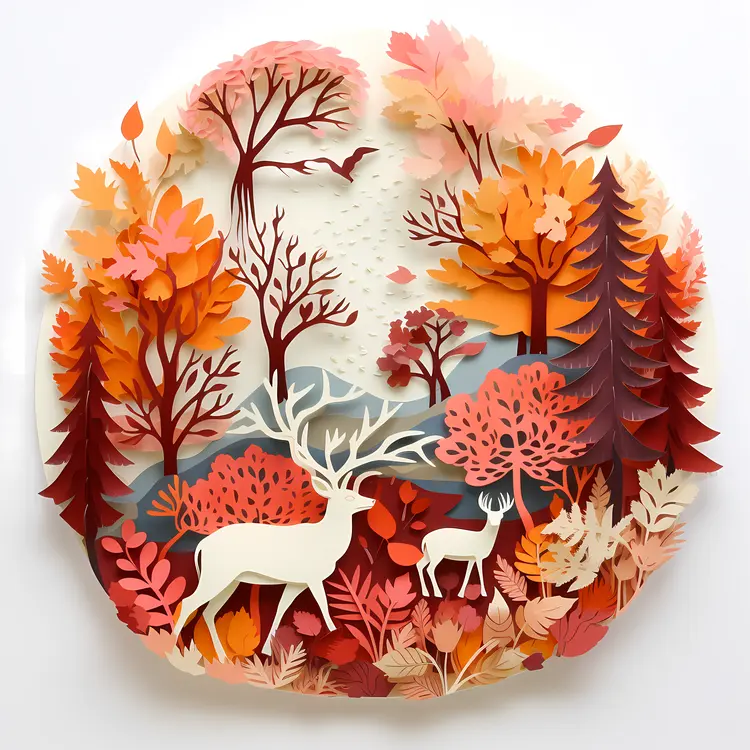 Deer in autumn forest