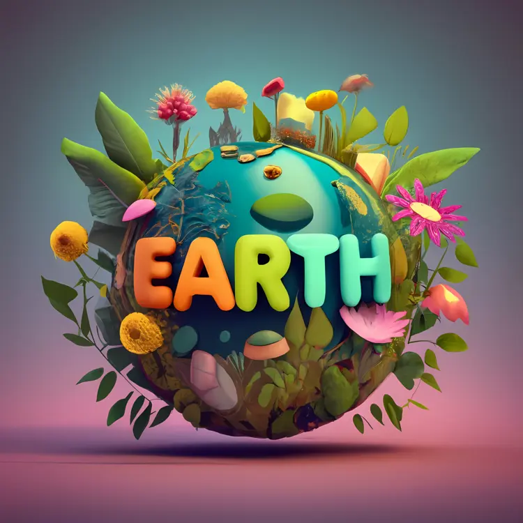 Earth with Flowers and Leaves