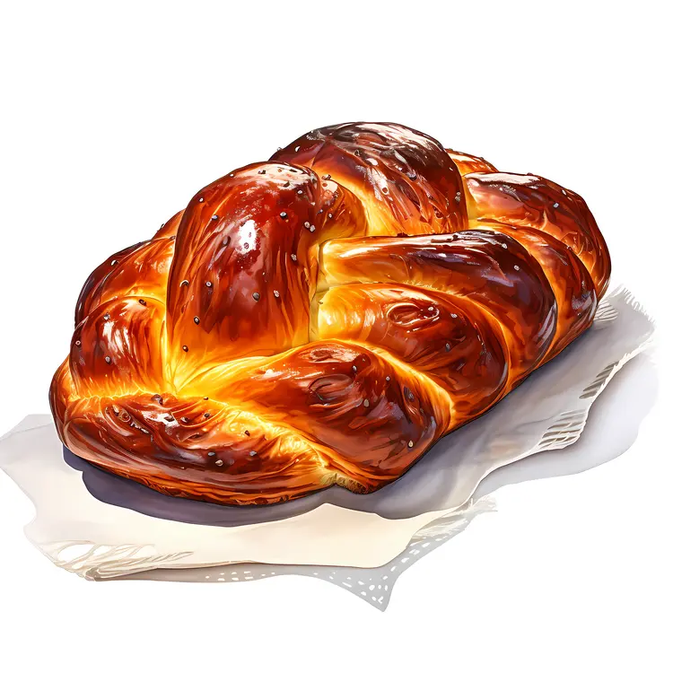 Golden Brown Braided Bread on Paper