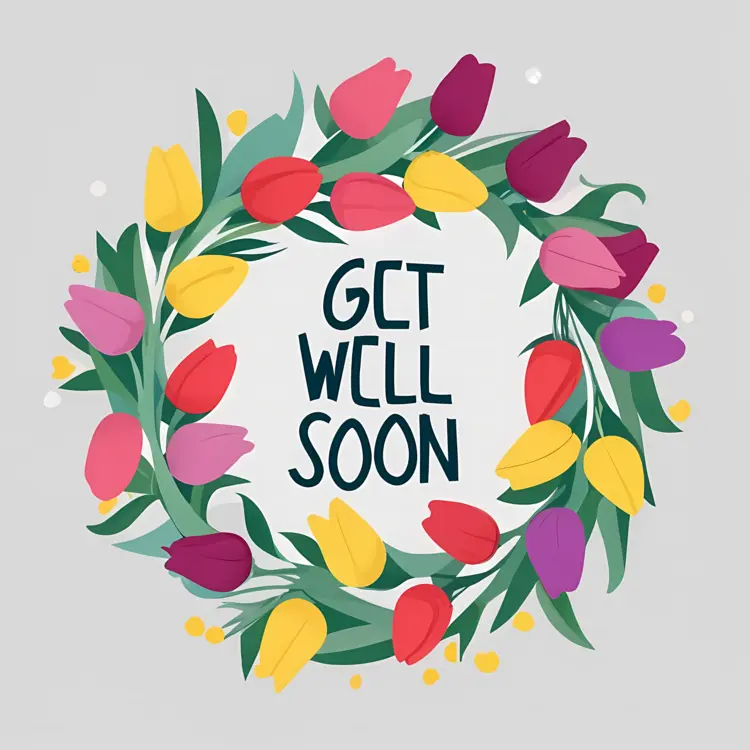 Get Well Soon Card with Colorful Tulips