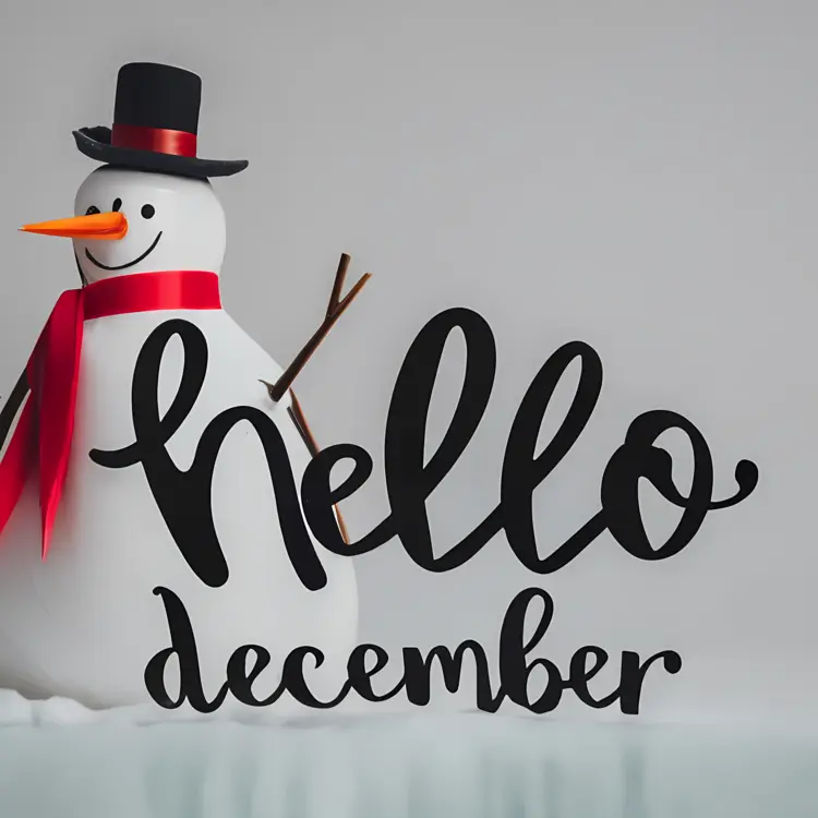 Snowman with Hello December Text