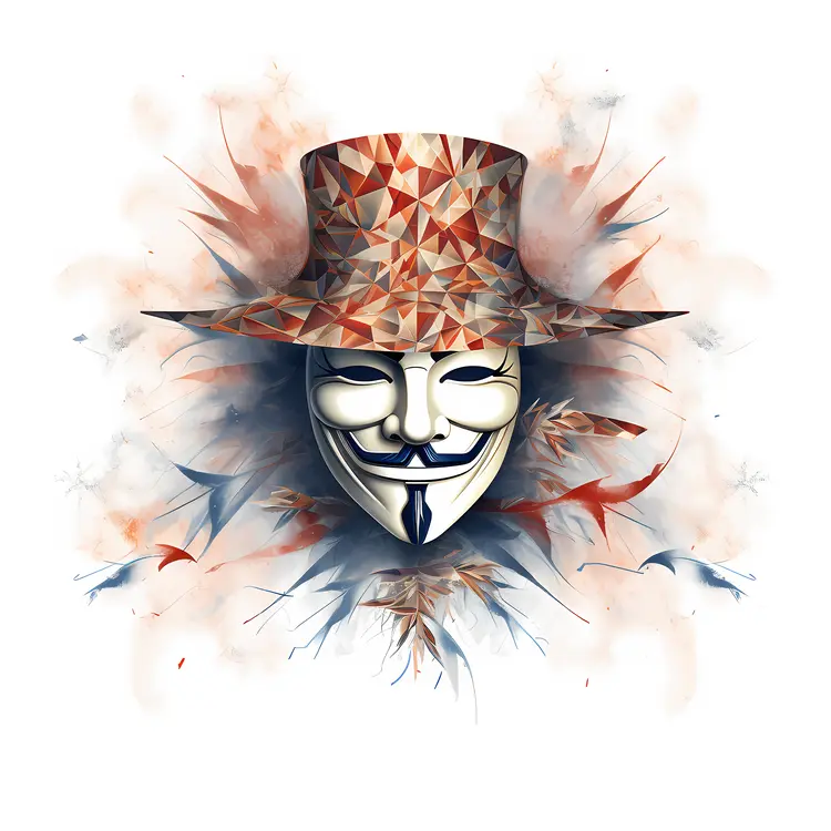 Geometric Mask with Hat in Abstract Style
