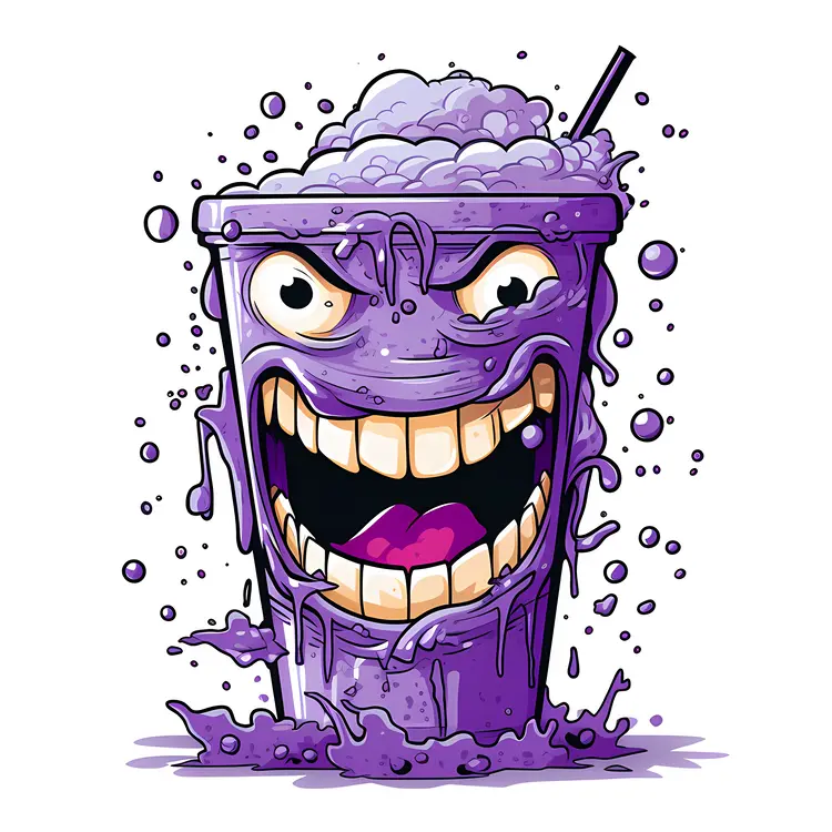 Funny Purple Drink Cartoon Illustration