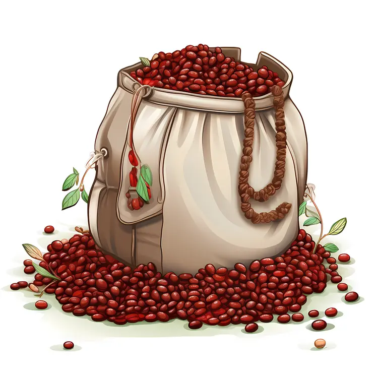 Overflowing Bag of Coffee Beans