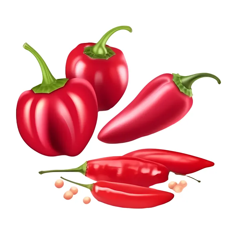 Variety of Red Peppers Illustration