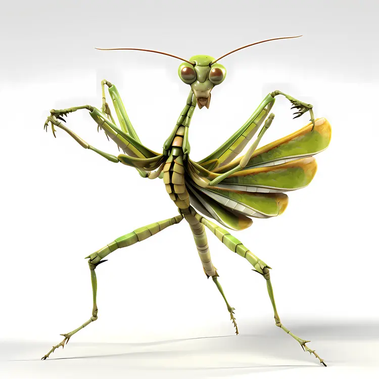 Green Praying Mantis in Defensive Pose