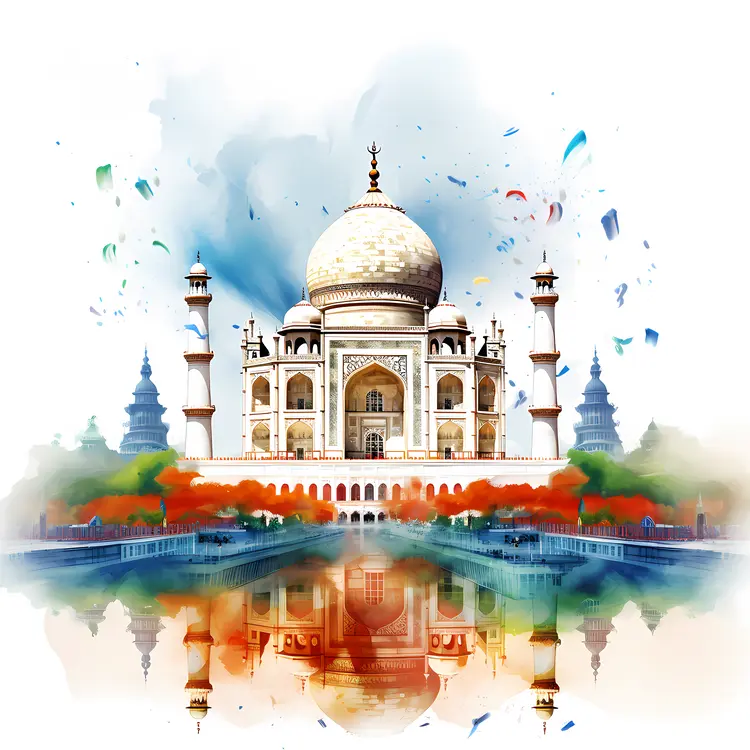 Taj Mahal with Indian Flag Colors