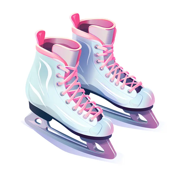 White and Pink Ice Skates for Winter Sports