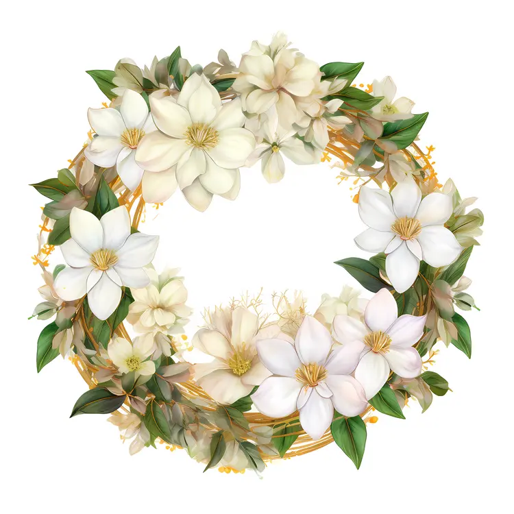 Beautiful Floral Wreath with White Flowers