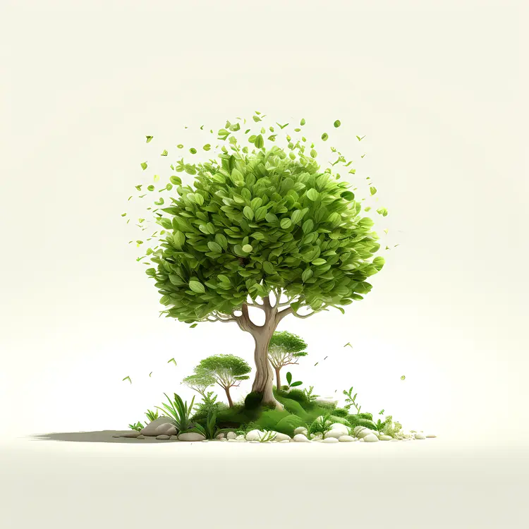 Green Tree with Small Plants