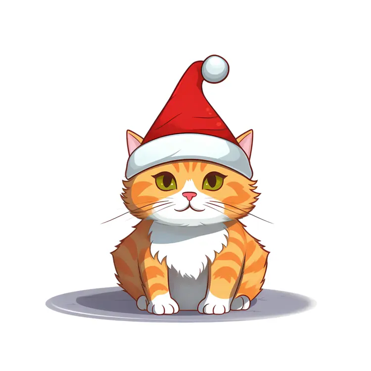 Adorable Cat Wearing a Santa Hat for Christmas
