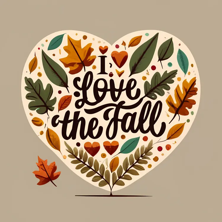 Heart Shaped Fall Leaves Art