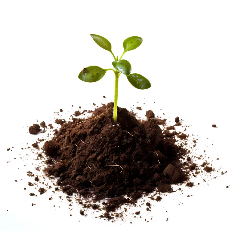 Single Seedling Growing in Soil Illustration