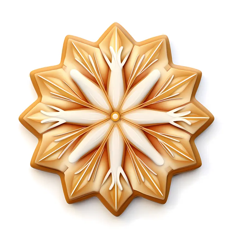 Golden and White Snowflake Cookie for Christmas