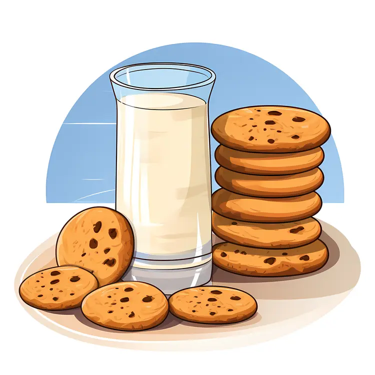 Delicious Milk and Cookies Illustration