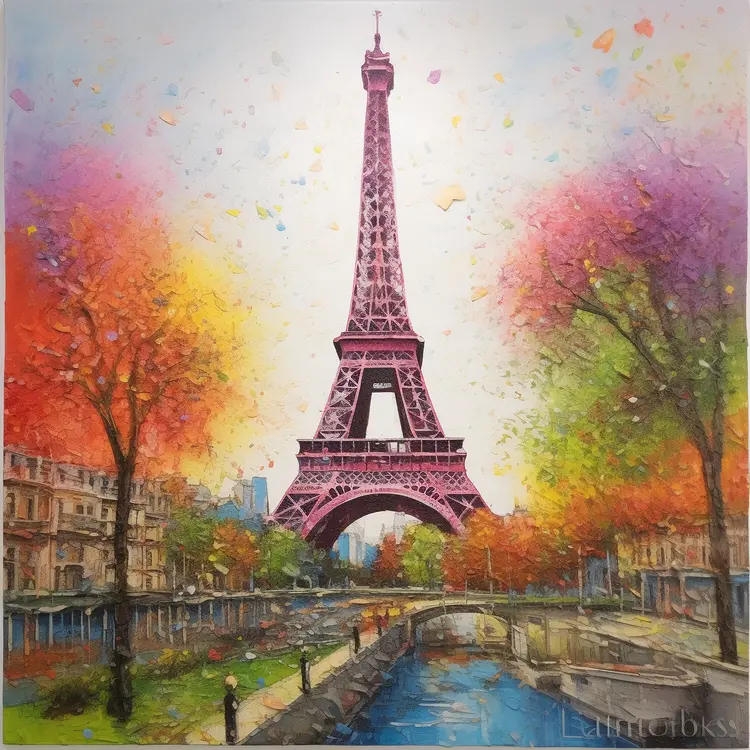 Colorful Eiffel Tower in Autumn
