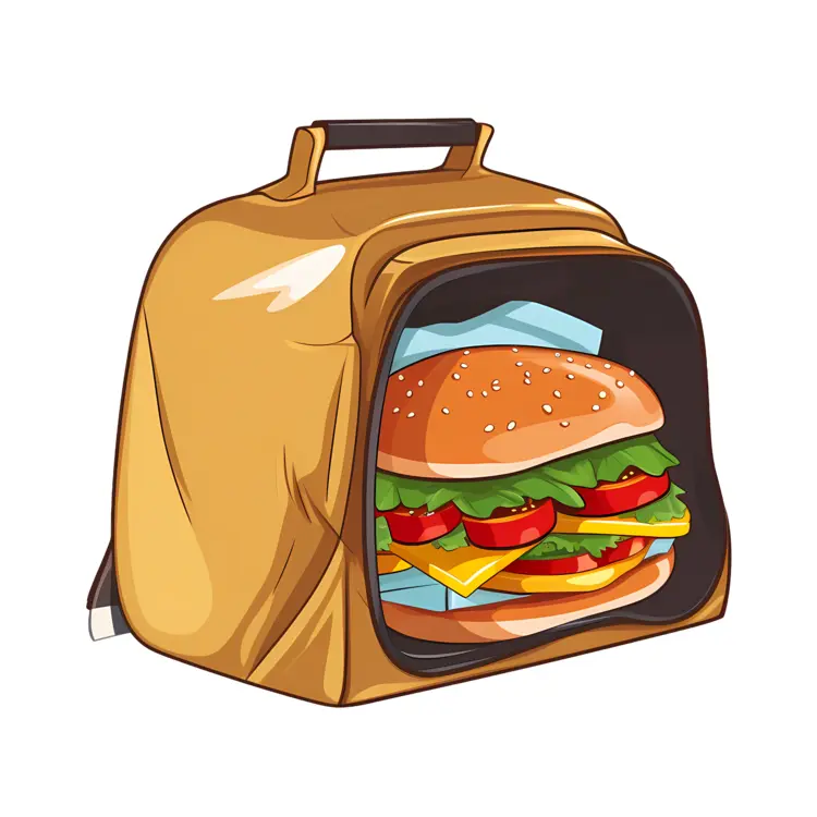 Tasty Burger in a Lunch Bag