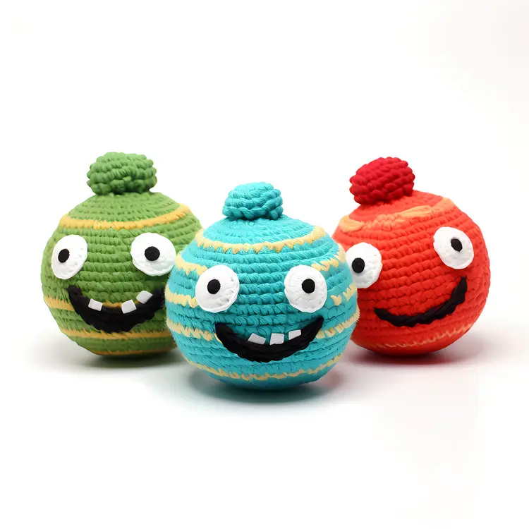 Colorful Crochet Balls with Smiling Faces