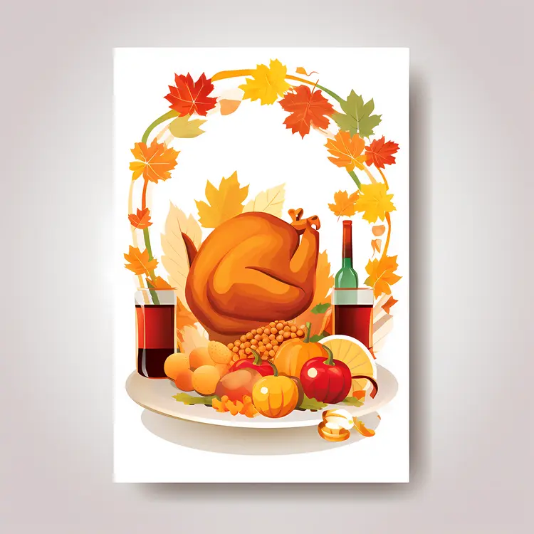 Thanksgiving Feast with Turkey and Wine