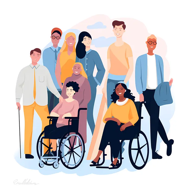 Diverse Group with People in Wheelchairs