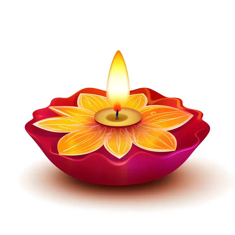 Decorative Candle with Bright Flame for Diwali