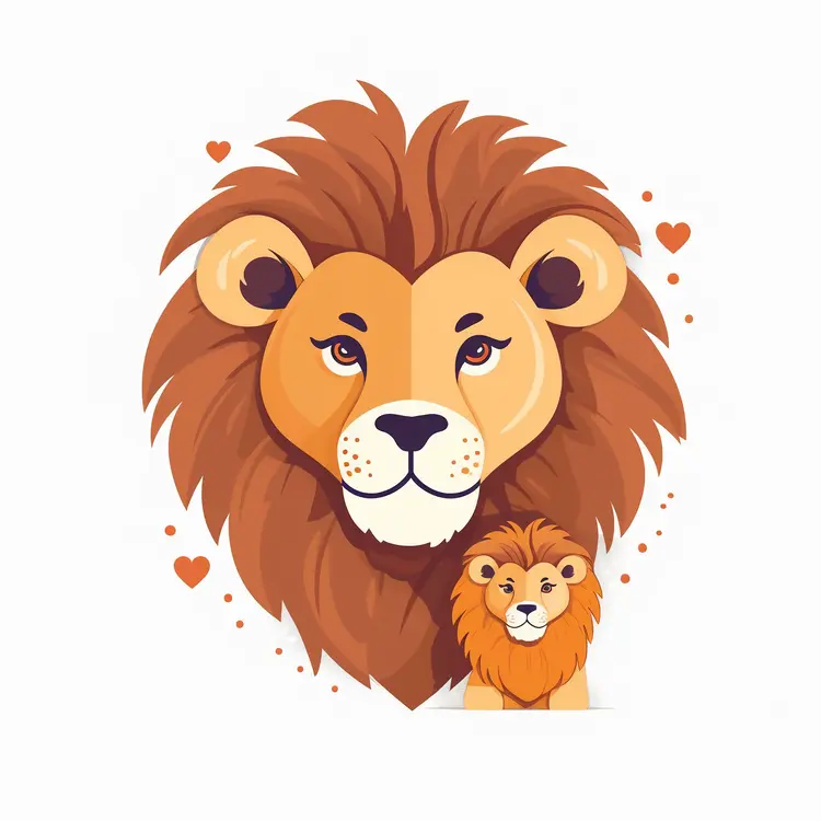 Cute Lion and Cub Illustration for Father's Day