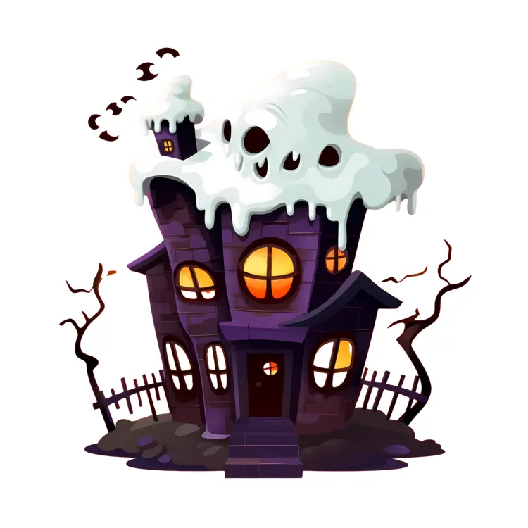 Haunted House with Ghostly Roof