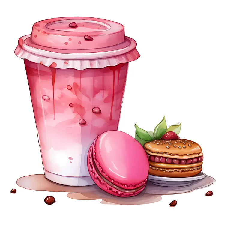 Pink Macarons and Drink