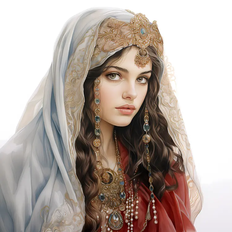 Traditional Woman Portrait with Veil