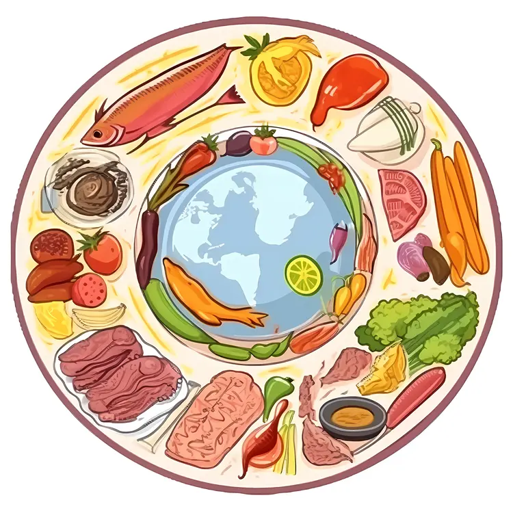 World Cuisine Ingredients on a Plate
