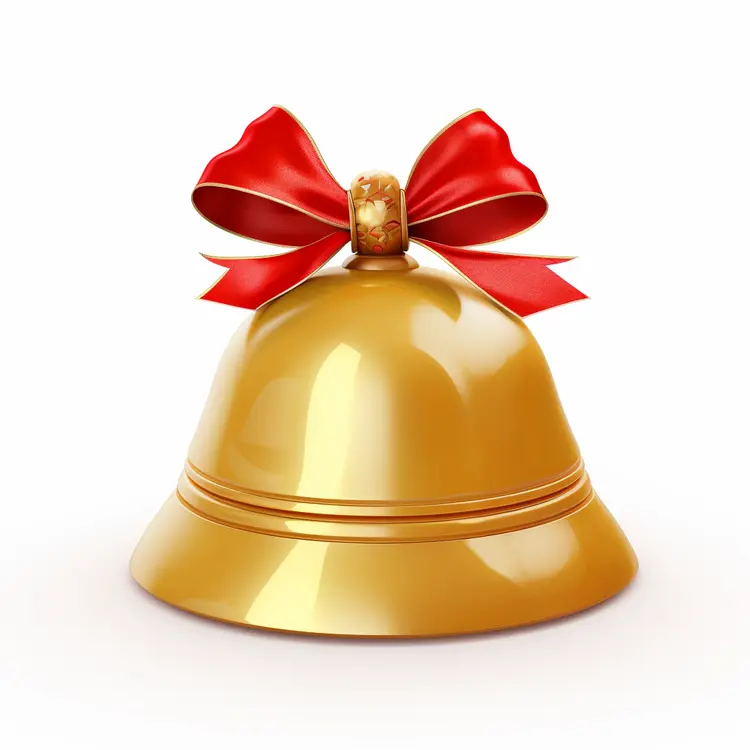 Golden Bell with Red Ribbon