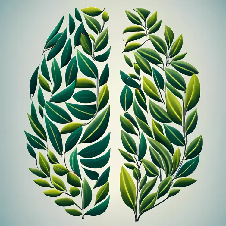 Leaf Brain Illustration for Mental Health Concept
