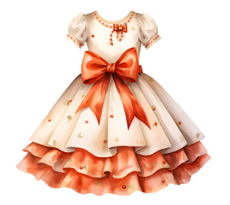 Elegant White Dress with Red Bow