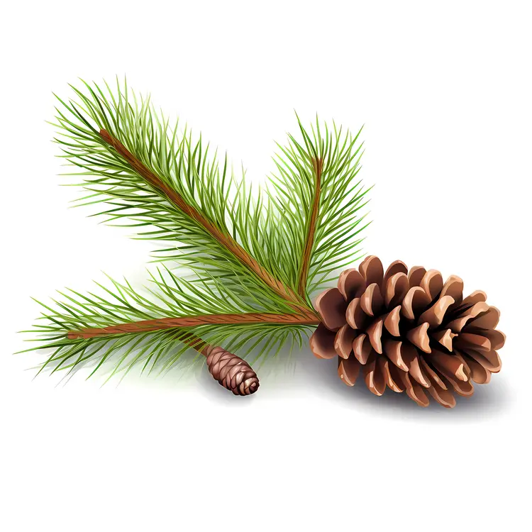 Pine Cone and Branch Illustration for Christmas Decor