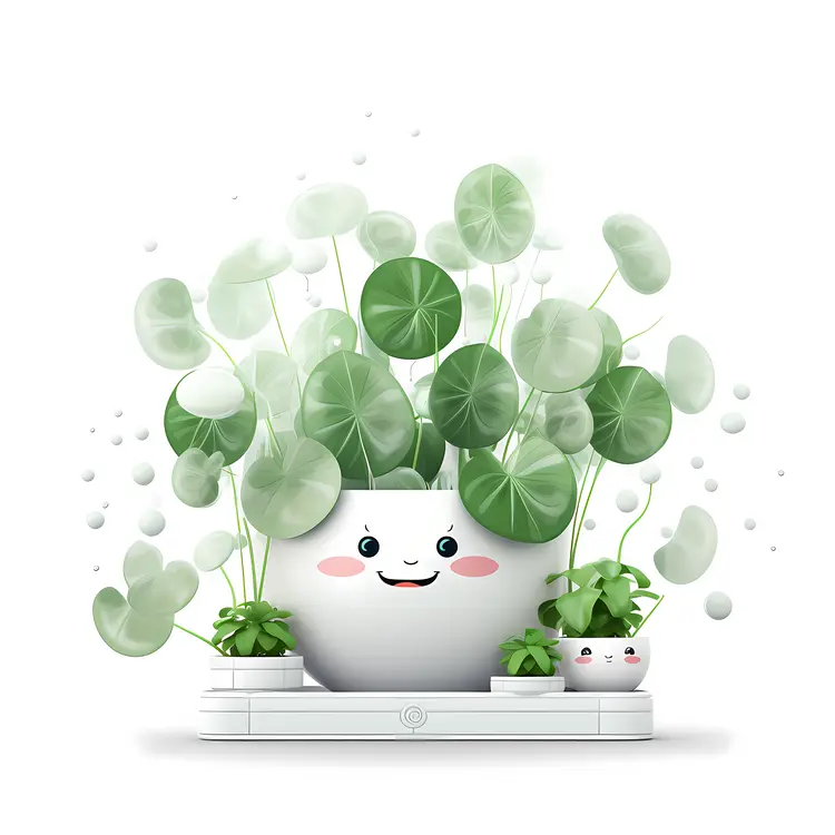 Cute Plant in a Pot with a Smiling Face