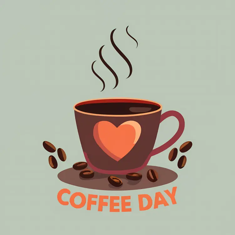 Coffee Cup with Heart and Beans
