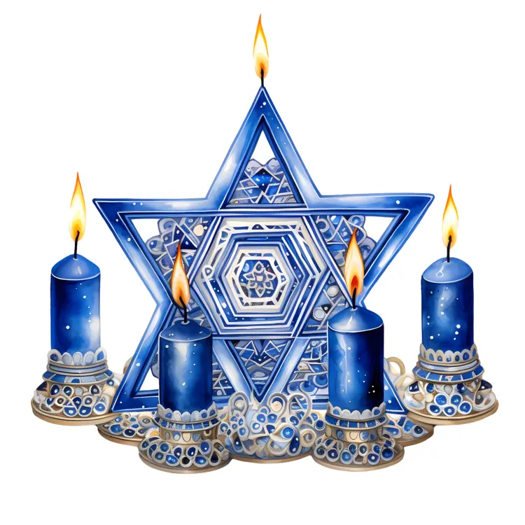 Blue Star with Four Candles for Festival Decoration