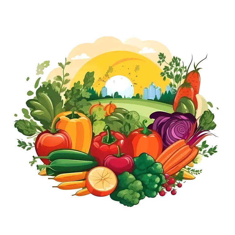 Fresh Vegetables in a Garden Setting