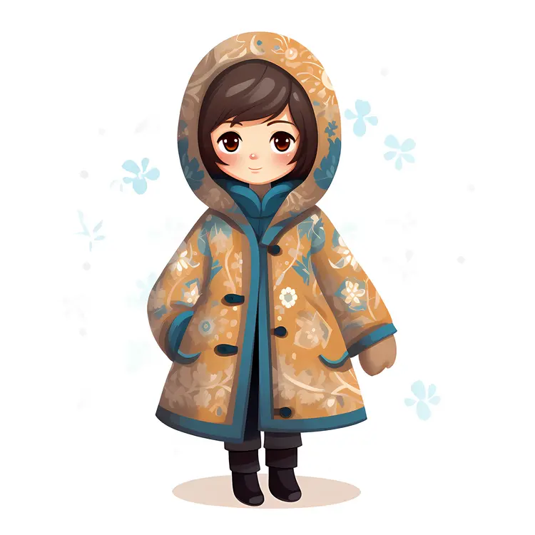 Cute Child in Winter Coat Illustration