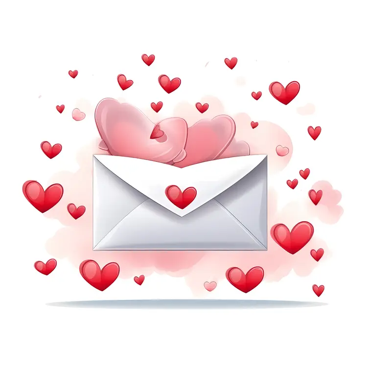 Romantic Love Letter with Hearts for Valentine's Day