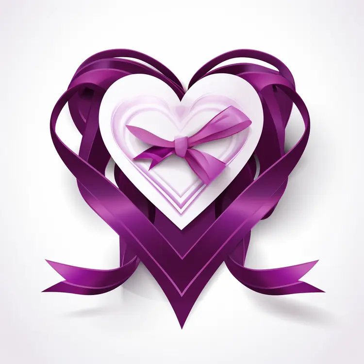 Purple Ribbon Heart Decoration for Valentine's Day