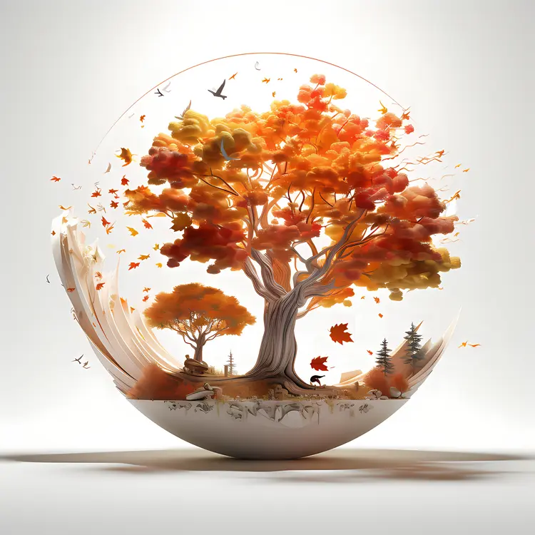 Autumn Tree with Colorful Leaves